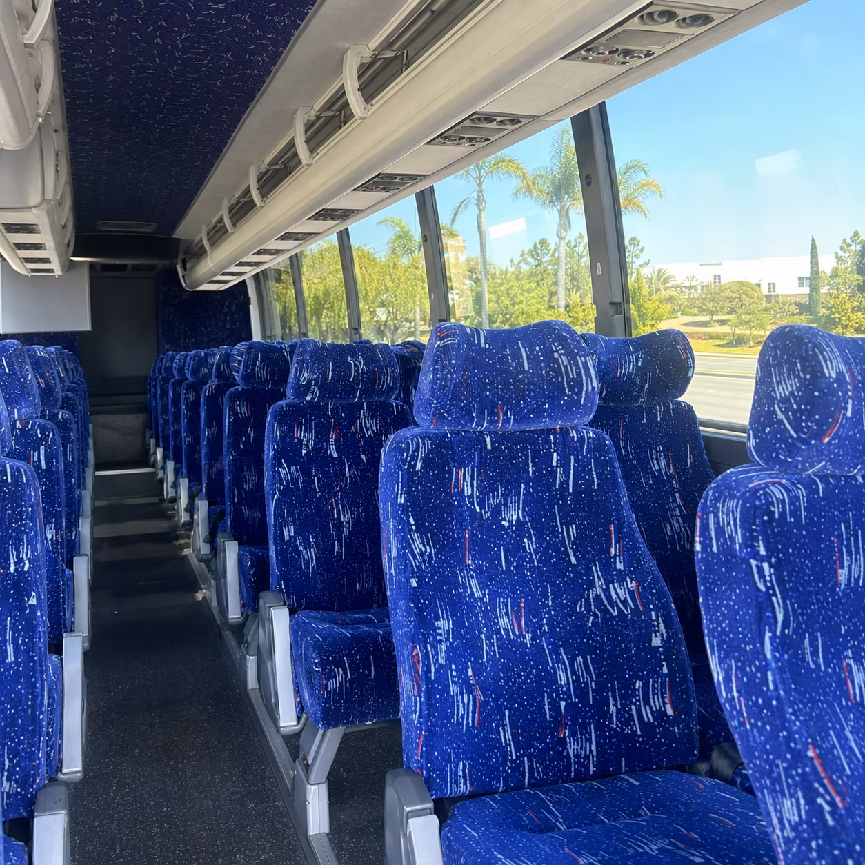 plano charter bus rental inside