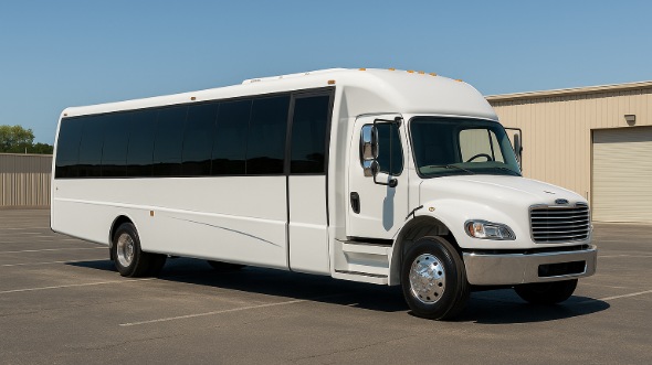 Exterior of Charter Bus Company Moore's 20 Passenger Mini bus in Moore