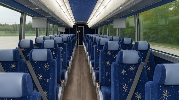 Interior of Charter Bus Company Moore's 50 Passenger Charter Bus in Moore