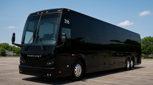 Exterior of Charter Bus Company Moore's 50 Passenger Charter Bus in Moore
