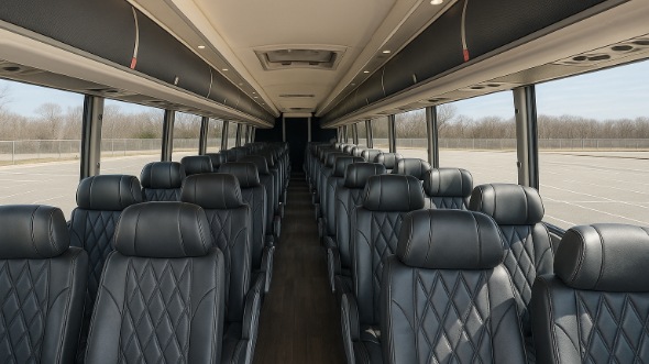 Interior of Charter Bus Company Moore's 55 Passenger Charter Bus in Moore