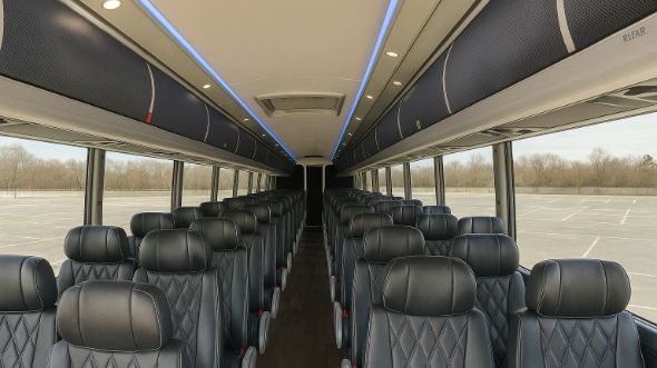 Interior of Charter Bus Company Moore's 56 Passenger Charter Bus in Moore