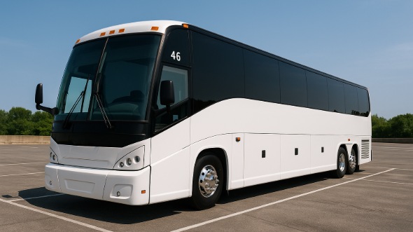 Exterior of Charter Bus Company Moore's 56 Passenger Charter Bus in Moore