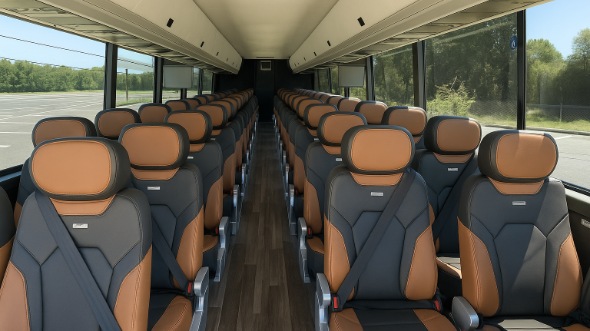 moore 56 passenger charter bus inside