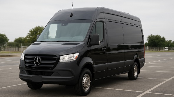 Exterior of Charter Bus Company Moore's Sprinter Van Rental With Driver in Moore